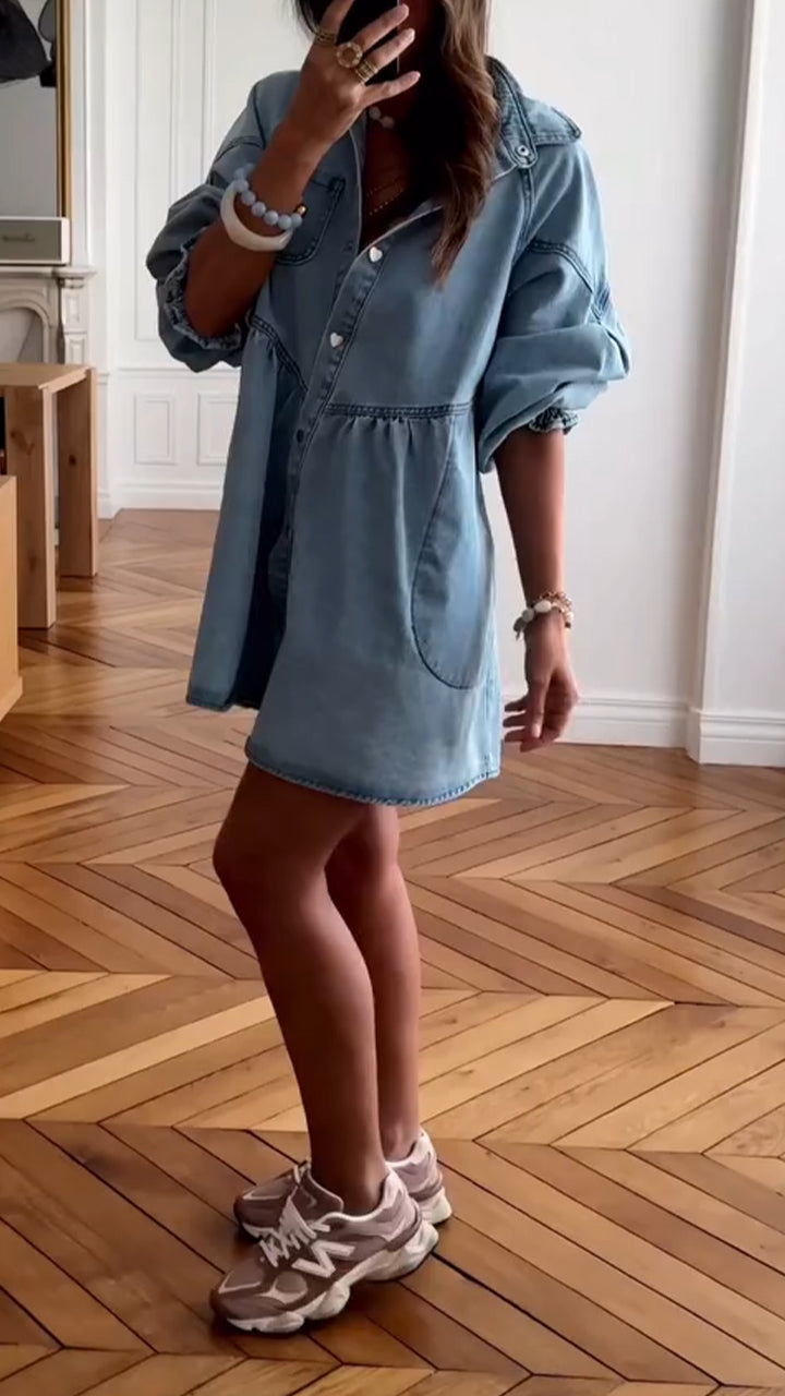 Chic Denim Patchwork Dress