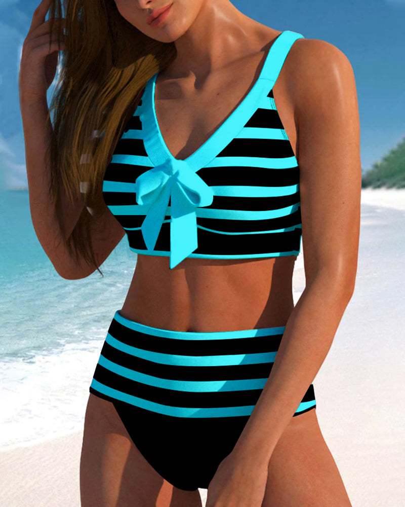 High-Waisted Striped Bikini
