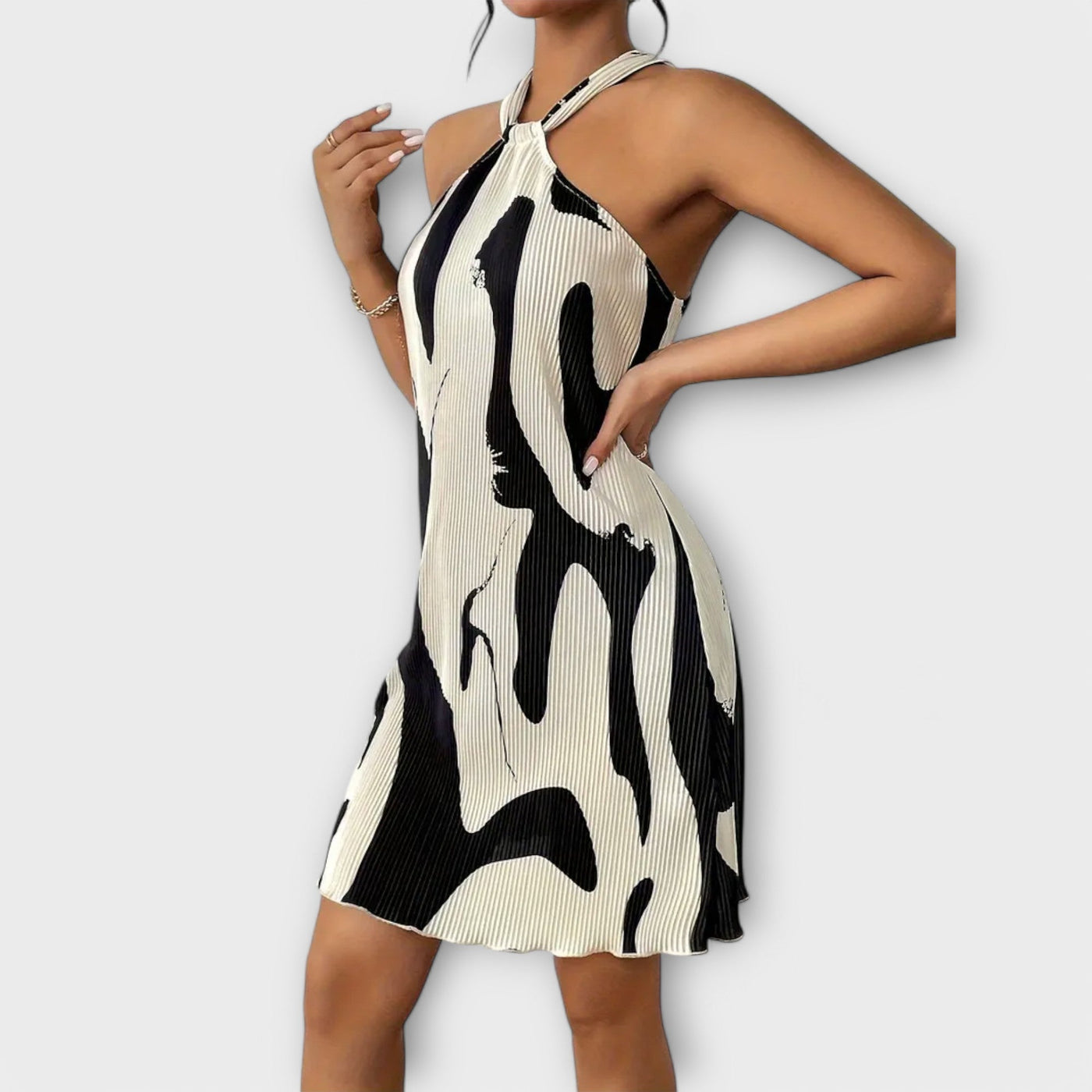 Halter Dress - Elegant Print