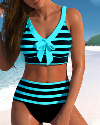 High-Waisted Striped Bikini