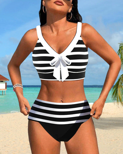 High-Waisted Striped Bikini