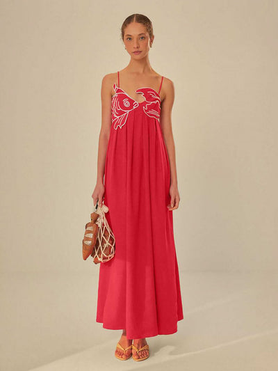 Audrie | Red Fish Maxi Dress