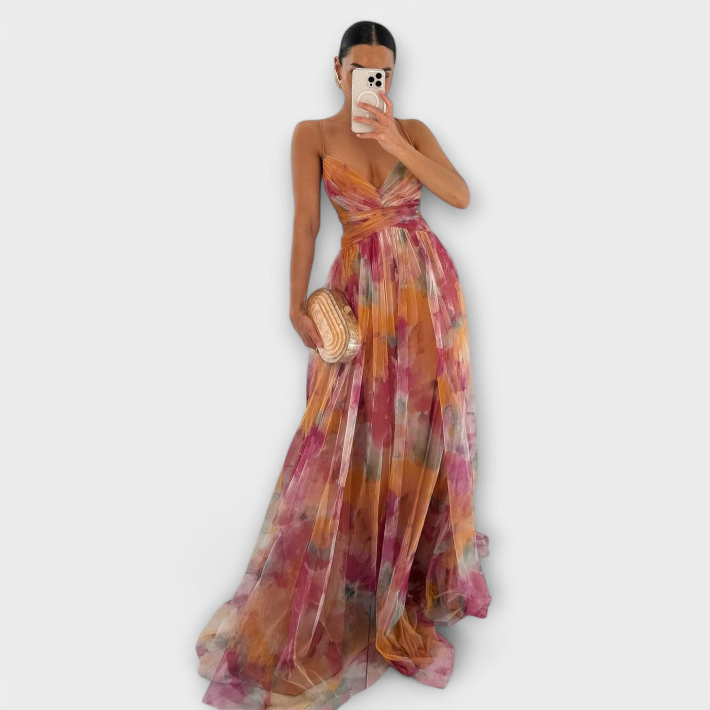 Mesh Maxi Dress - Elegant and Figure-Flattering