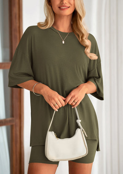 Oversized Set - Soft Tee & Stretch Shorts