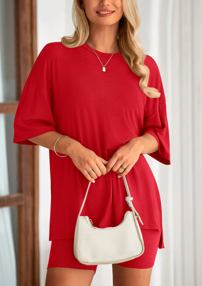 Oversized Set - Soft Tee & Stretch Shorts