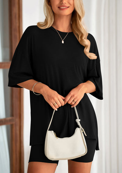 Oversized Set - Soft Tee & Stretch Shorts
