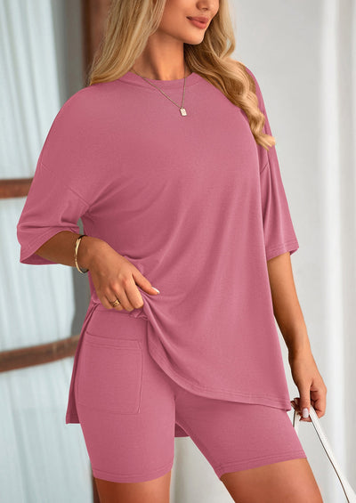 Oversized Set - Soft Tee & Stretch Shorts