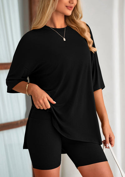 Oversized Set - Soft Tee & Stretch Shorts