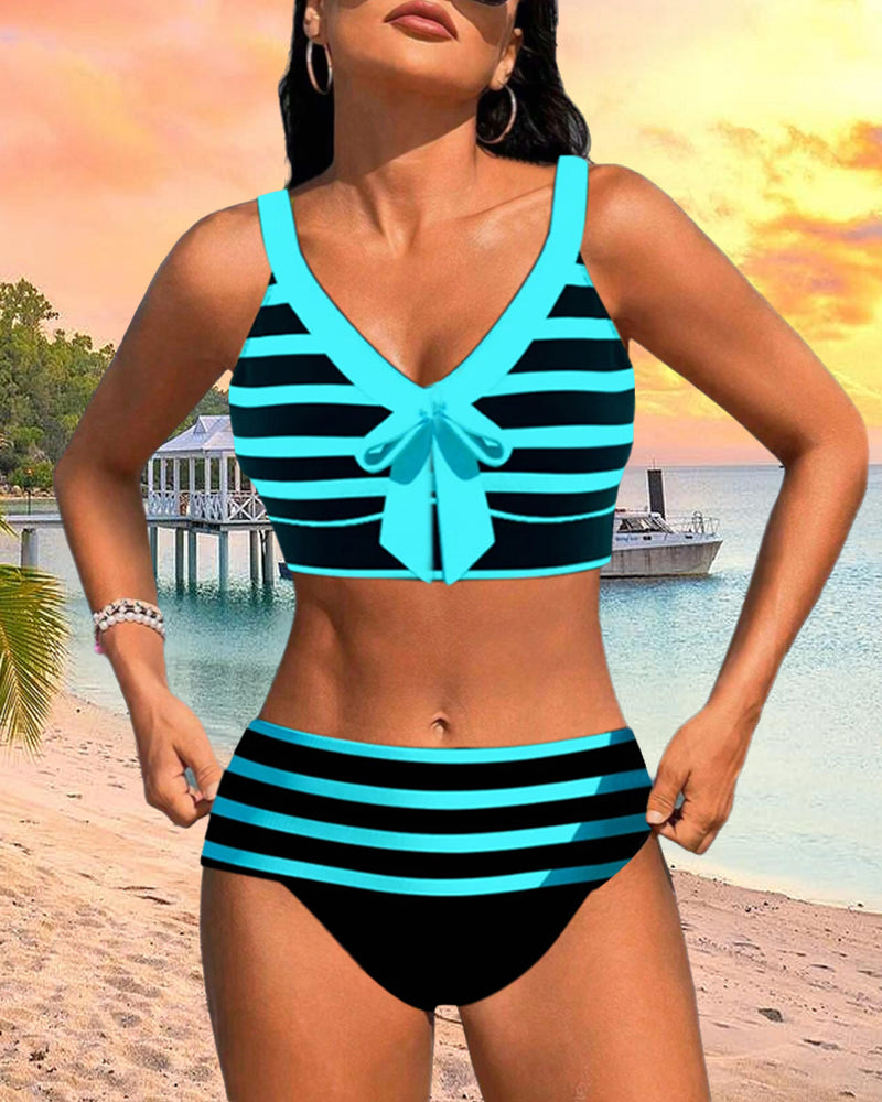 High-Waisted Striped Bikini
