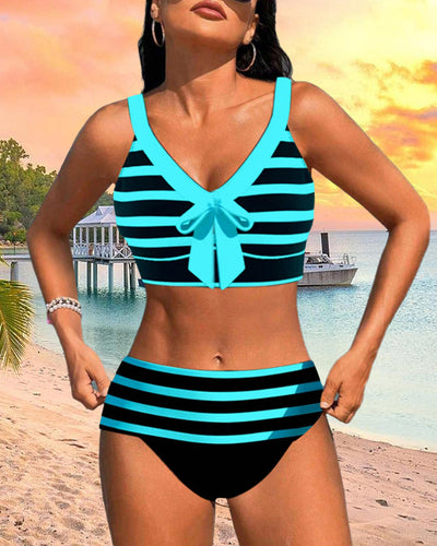 High-Waisted Striped Bikini