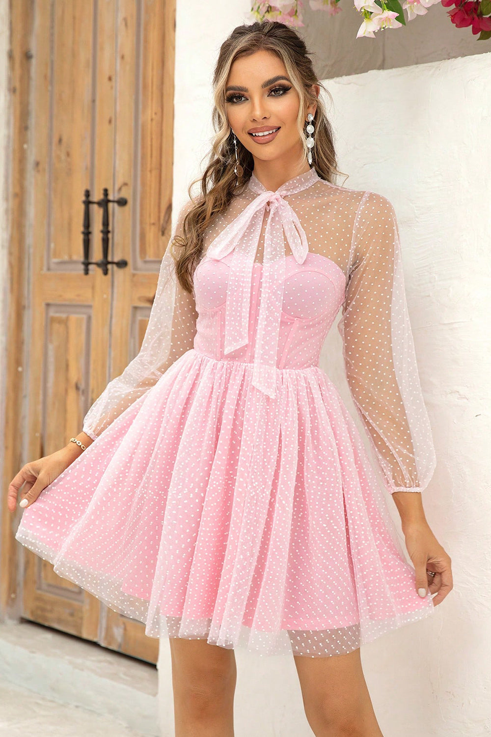 Polka Dot Mesh Dress