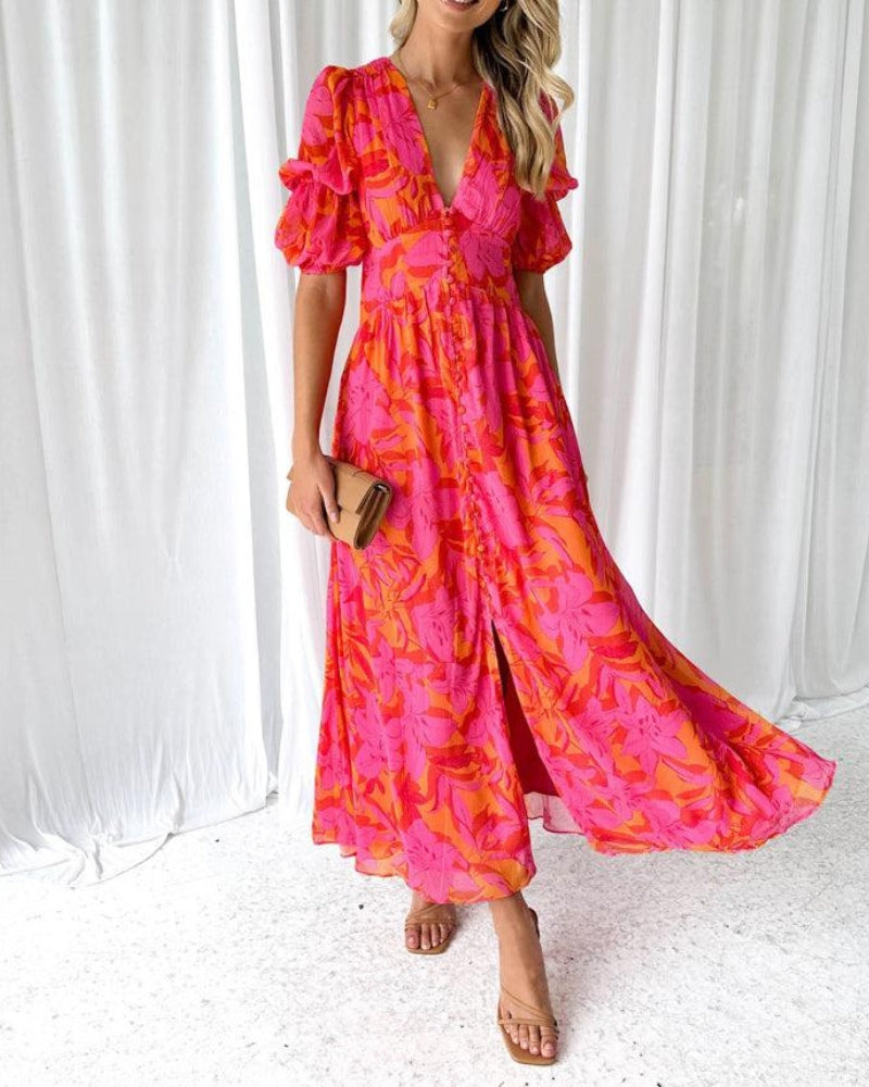 Elegant V-Neck Maxi Dress