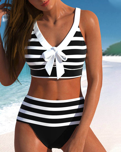 High-Waisted Striped Bikini