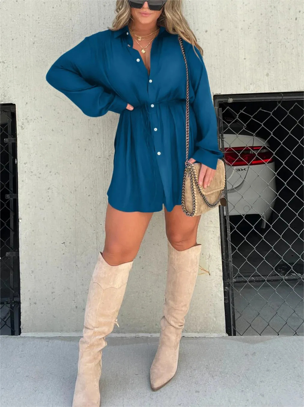 Trendy Satin Romper Dress