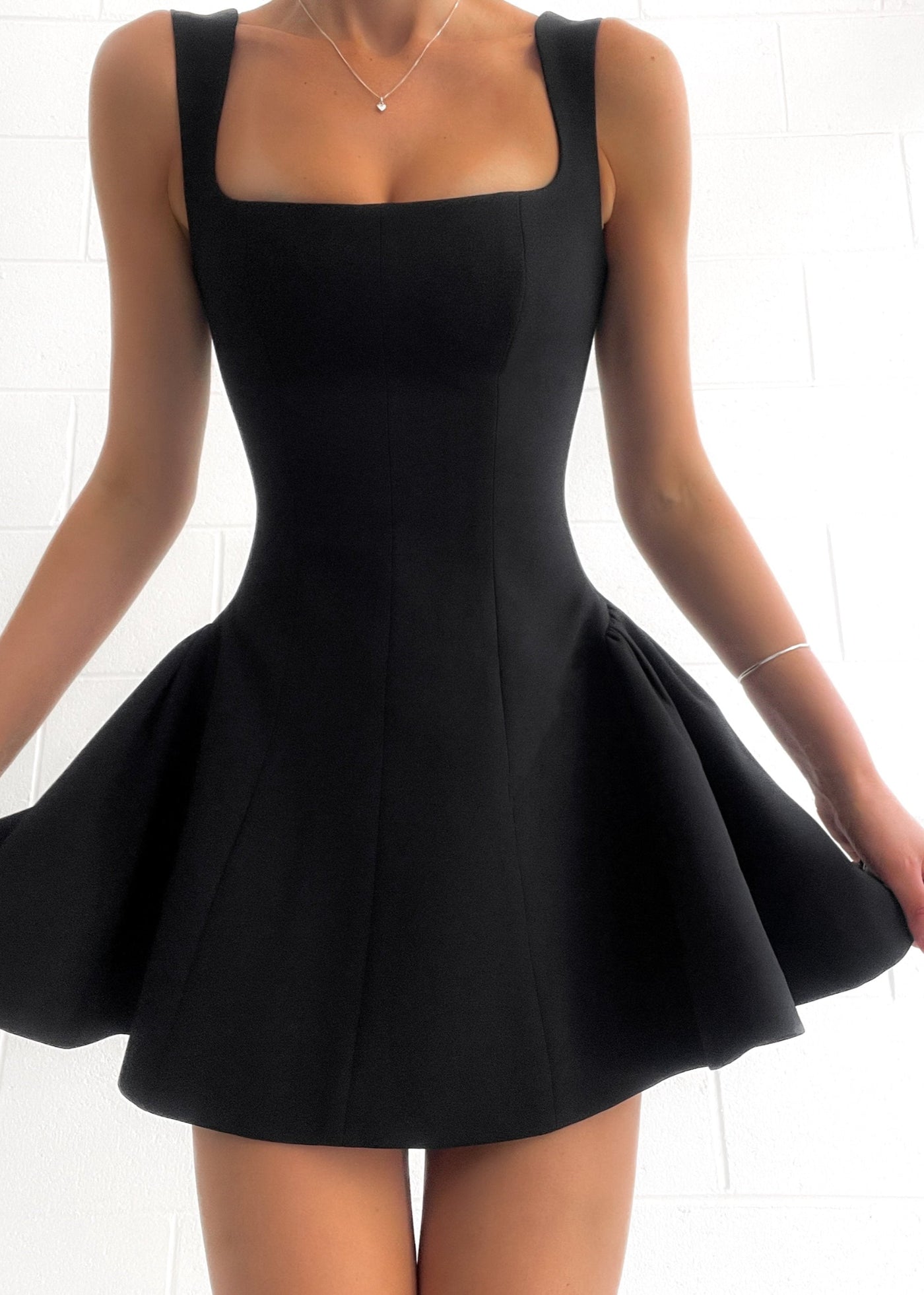 Solid Pleated Ruffle Dress | Velory