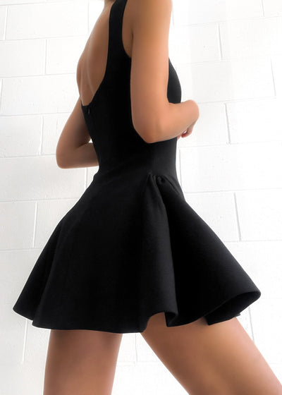 Solid Pleated Ruffle Dress | Velory