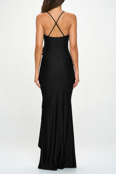Ruffled Black Maxi Dress