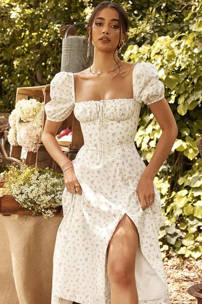 Floral Split Midi Dress - Adalyn