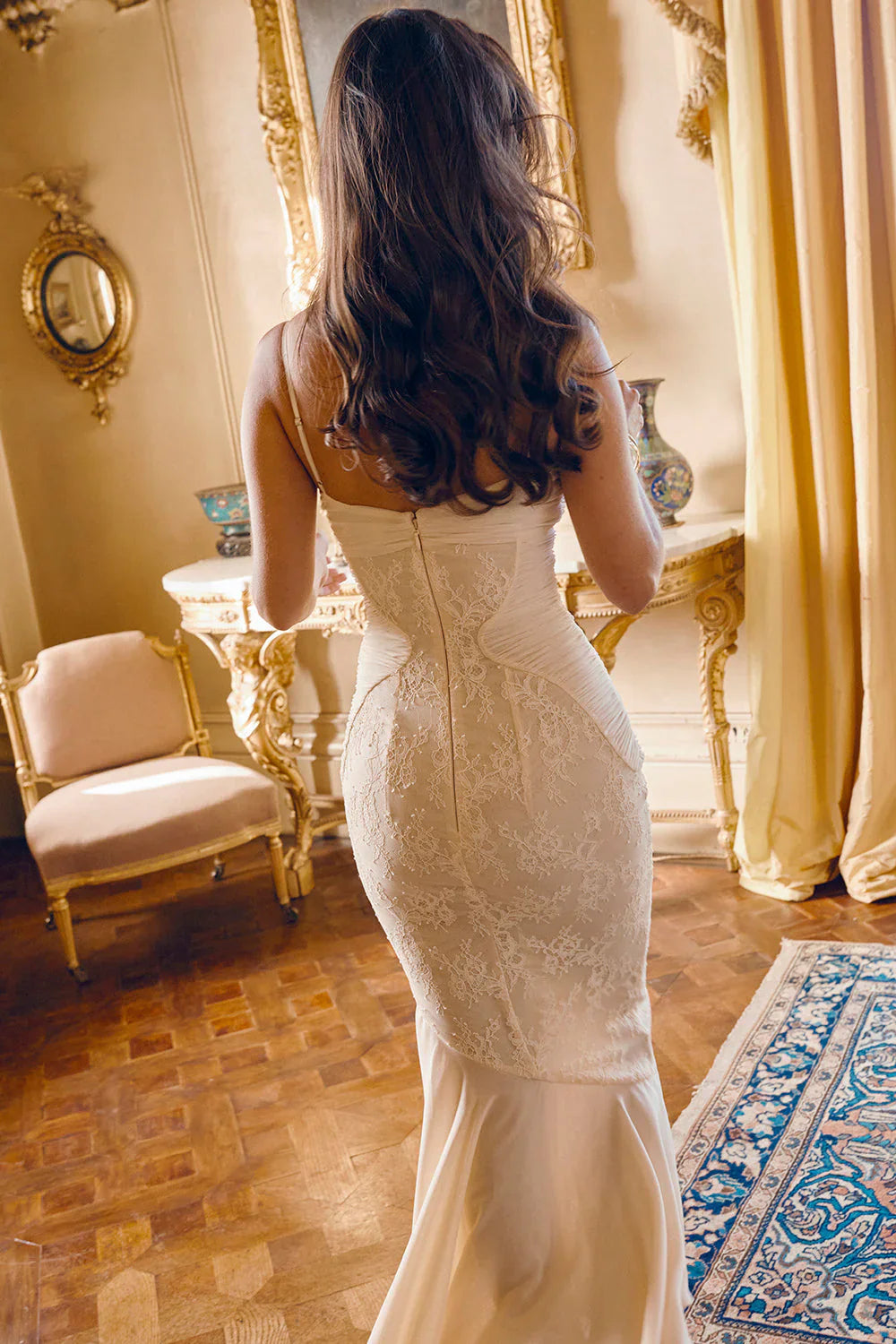 Ruched Lace Maxi Dress