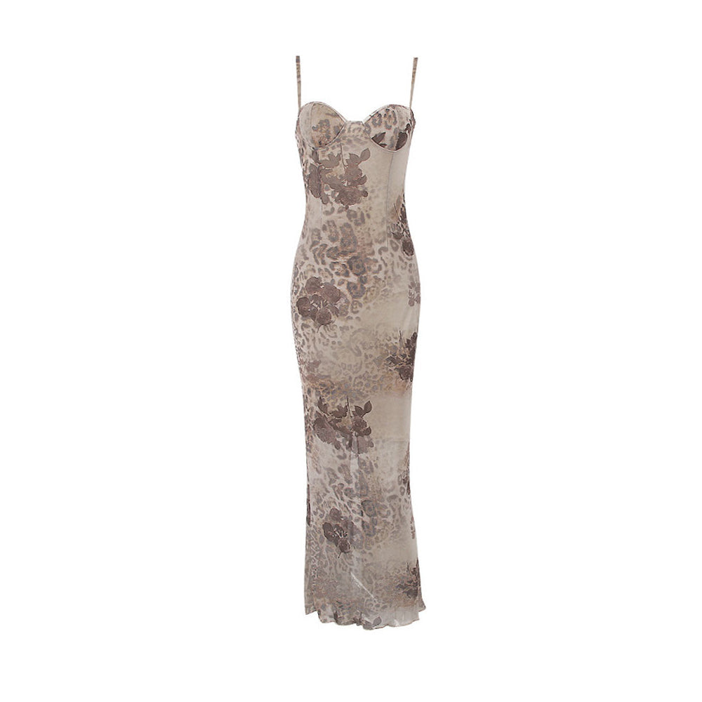 Fitted Printed Maxi Dress