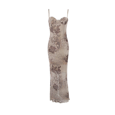 Fitted Printed Maxi Dress