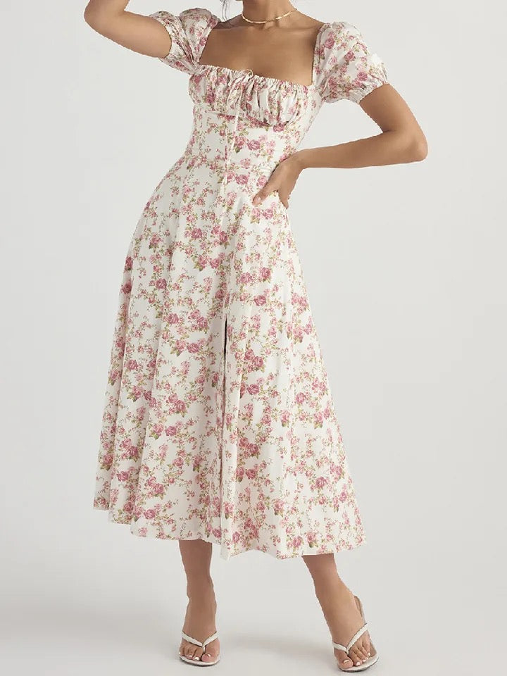Floral Split Midi Dress - Adalyn