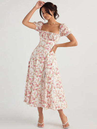 Floral Split Midi Dress - Adalyn