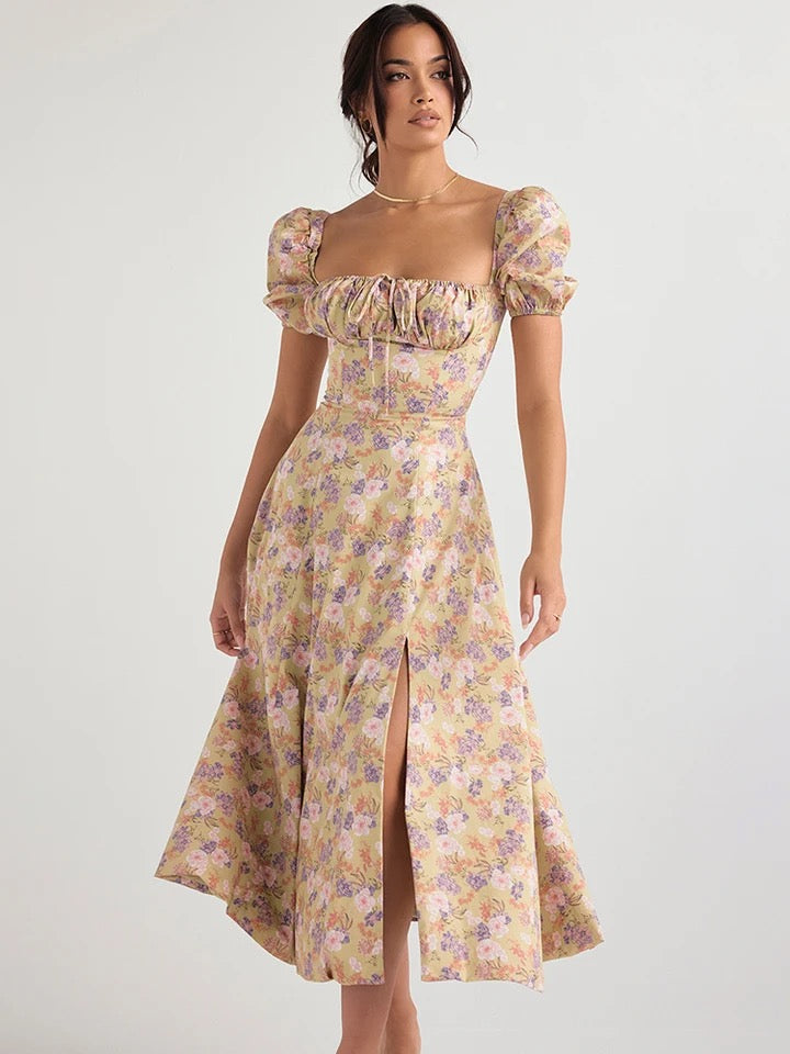 Floral Split Midi Dress - Adalyn