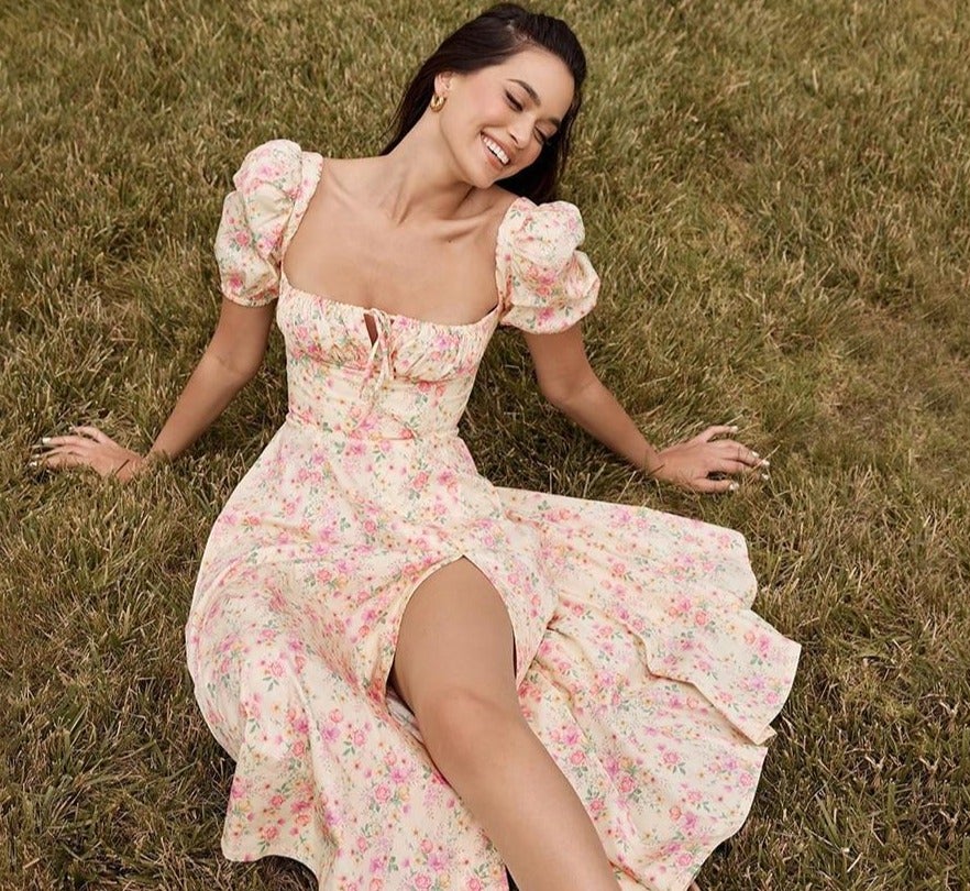 Floral Split Midi Dress - Adalyn