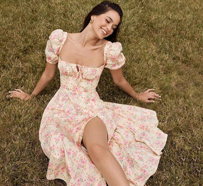 Floral Split Midi Dress - Adalyn