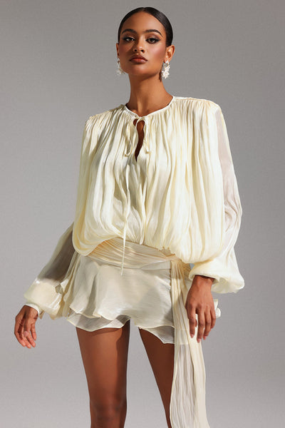 Pleated Chiffon Mini Dress