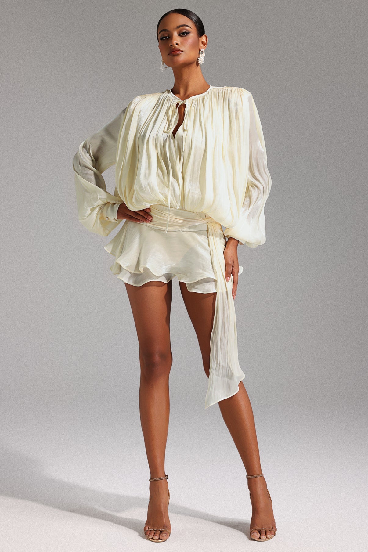 Pleated Chiffon Mini Dress
