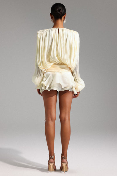 Pleated Chiffon Mini Dress
