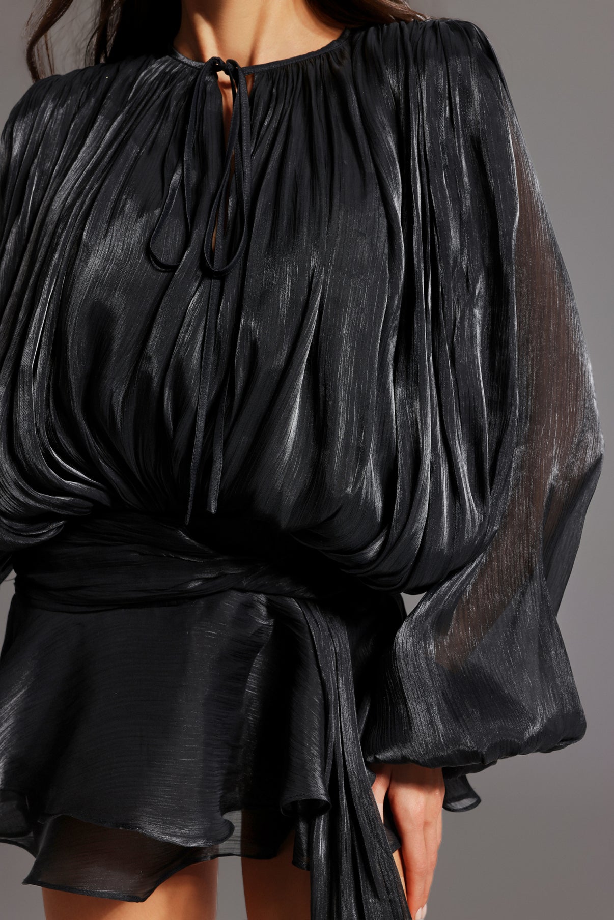 Pleated Chiffon Mini Dress