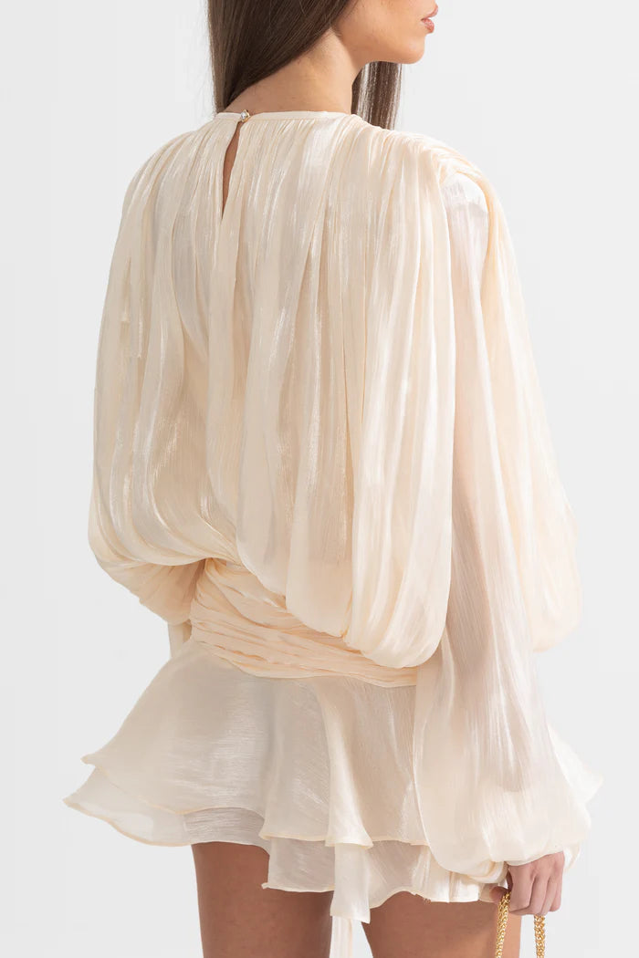 Pleated Chiffon Mini Dress