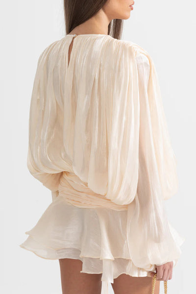 Pleated Chiffon Mini Dress