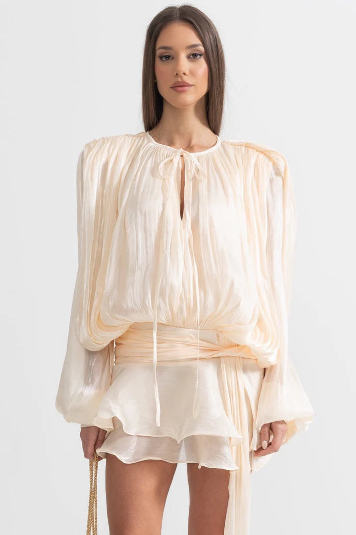 Pleated Chiffon Mini Dress