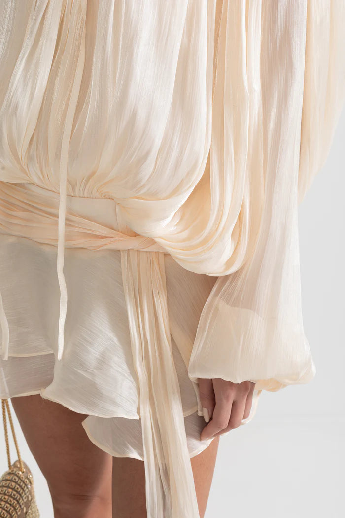 Pleated Chiffon Mini Dress