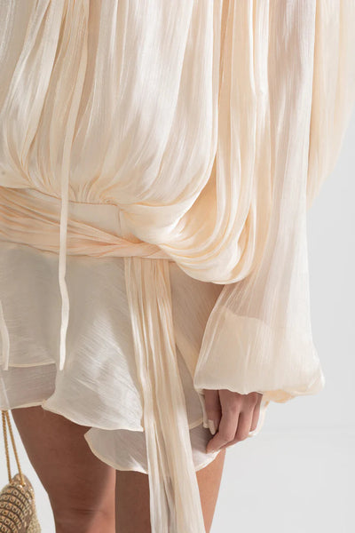 Pleated Chiffon Mini Dress