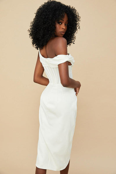 Draped One-Shoulder Midi Dress