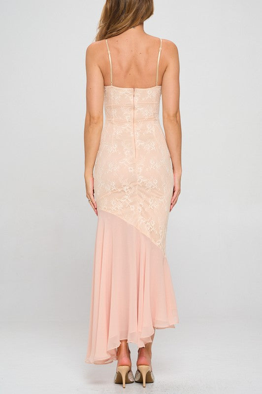 Asymmetrical Lace Gown - Serena