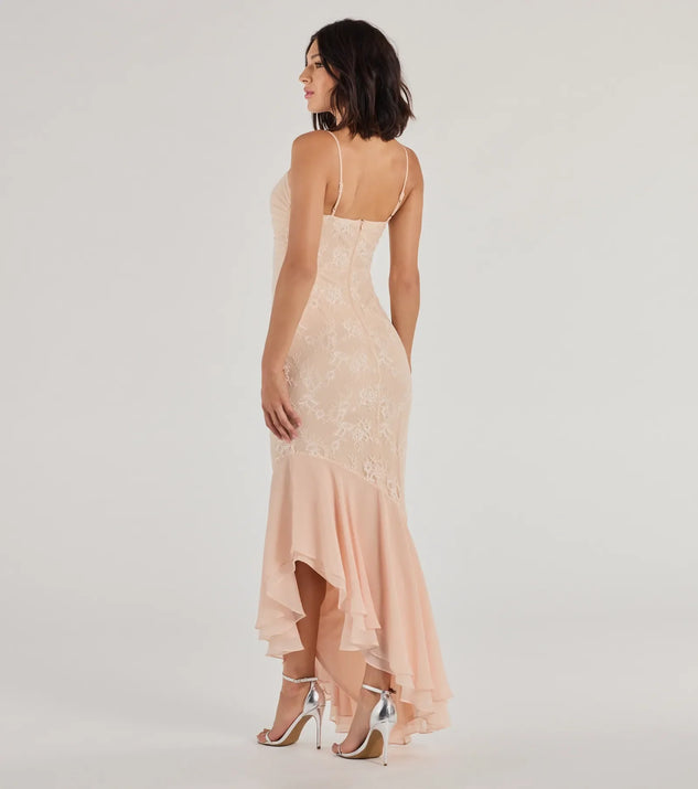 Asymmetrical Lace Gown