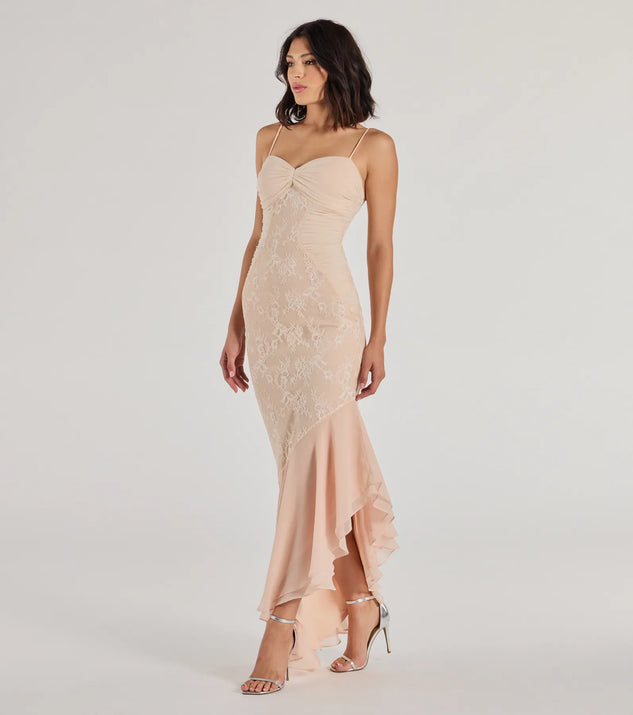 Asymmetrical Lace Gown