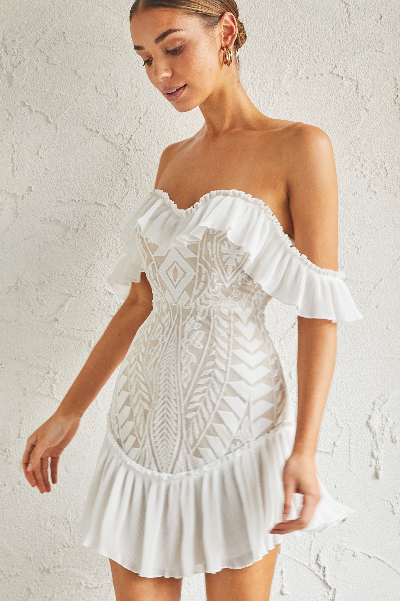 Off Shoulder Lace Mini Dress