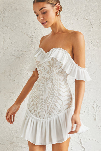 Off Shoulder Lace Mini Dress