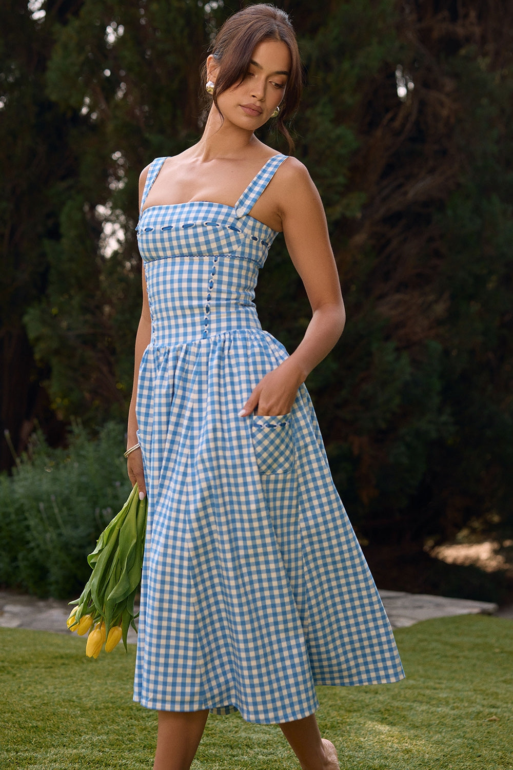 Gingham Midi Dress