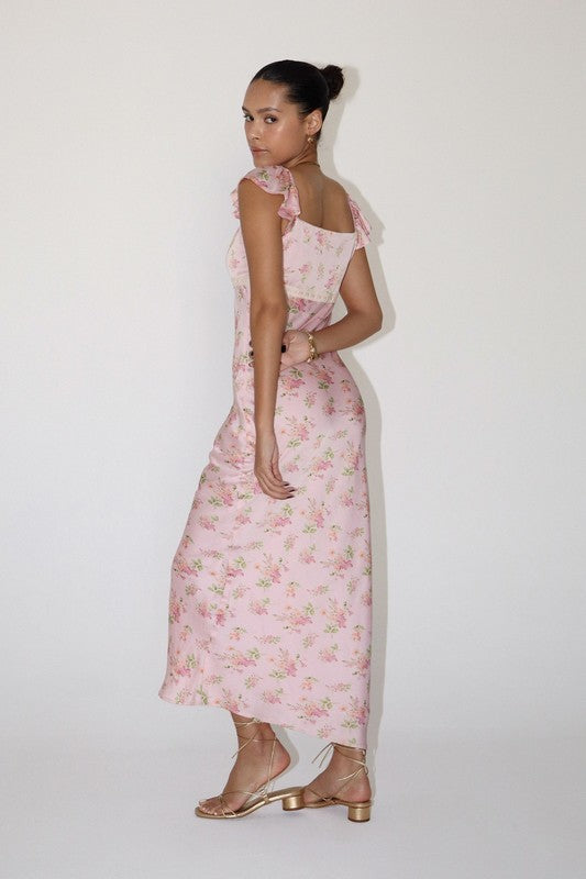 Floral Satin Maxi Dress
