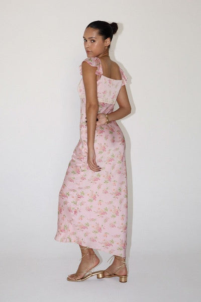 Floral Satin Maxi Dress