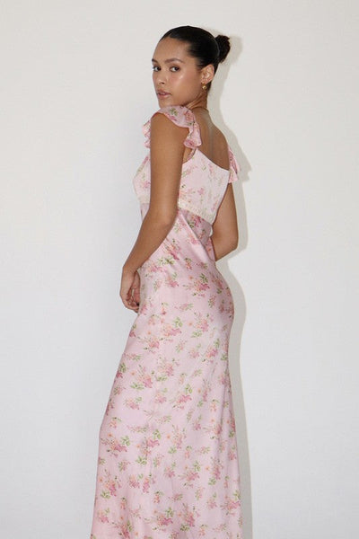 Floral Satin Maxi Dress