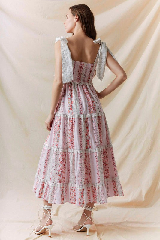 Floral Patchwork Midi Dress